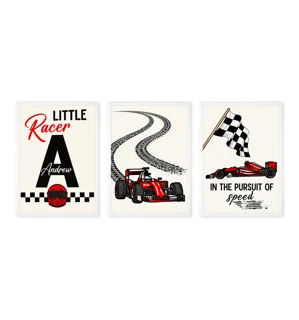 Three-piece Formula 1 car wall art