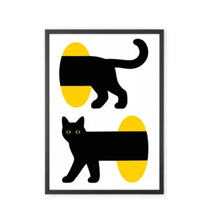 Minimalist black cat wall art