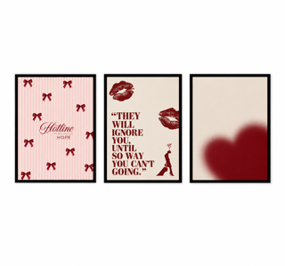 Three-piece artwork with a romantic fantasy design