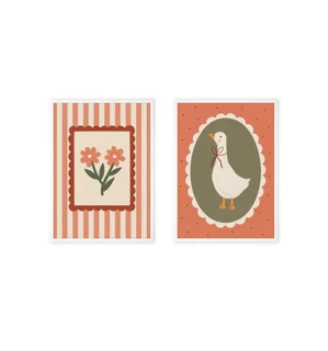 Two-piece wall art featuring a whimsical white goose design.