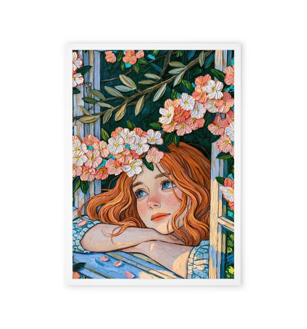 Painting of a Girl Dressed in Flowers