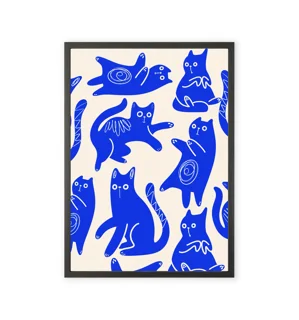 Minimalist Blue Cats Art Print