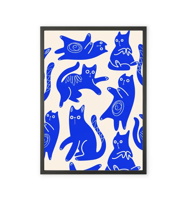 Minimalist Blue Cats Art Print