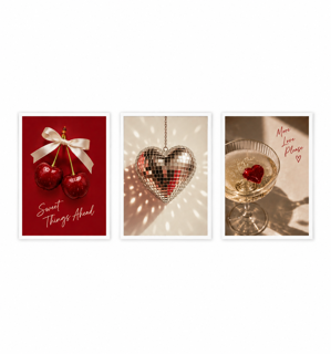 Three-piece cherry artwork