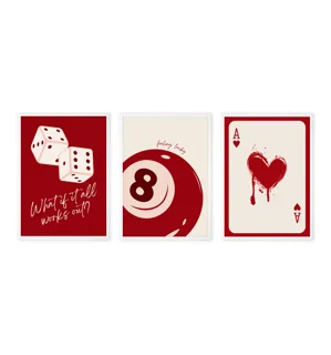 Three-Piece Poker and Luck Wall Art