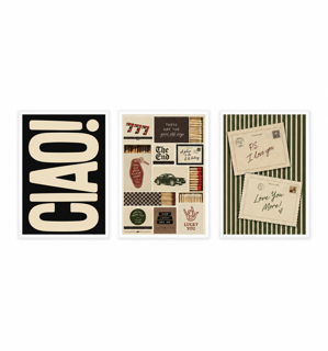 Three-piece vintage-style wall art