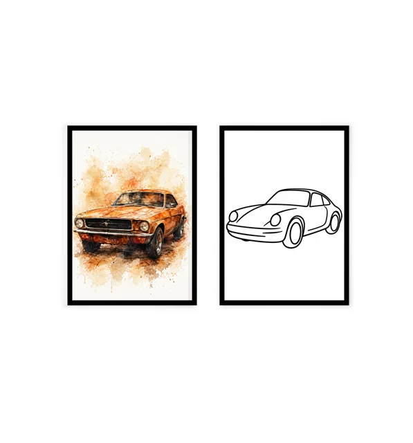 Two-piece classic car wall art