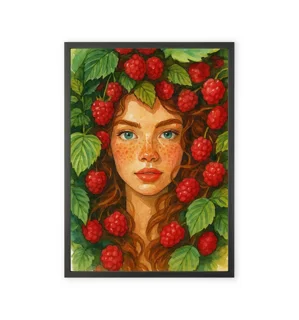 Painting with a girl with curly hair