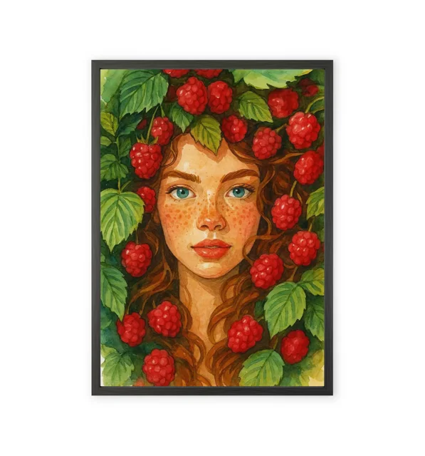 Painting with a girl with curly hair