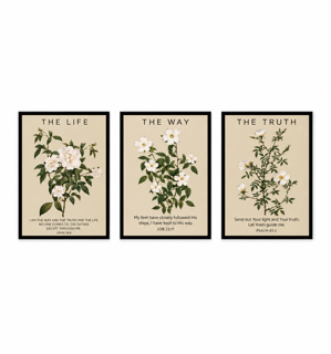 Three-piece floral art print