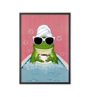 Pinterest-style wall art featuring a whimsical frog design