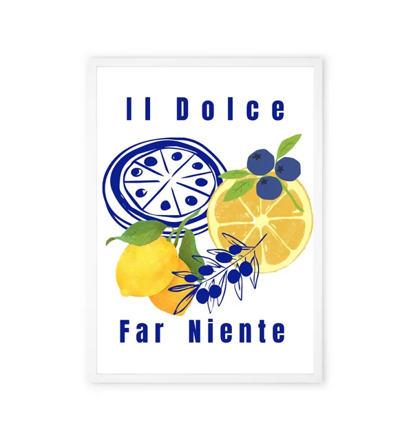 Kitchen wall art featuring a lemon and blueberry design