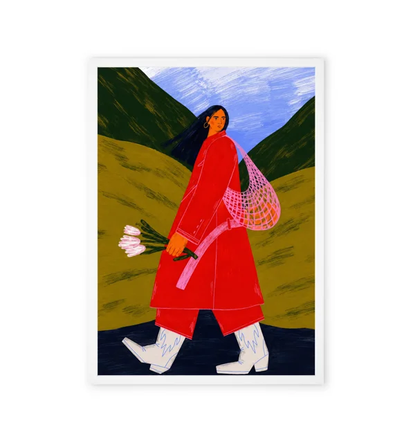 Pinterest-style art print featuring a girl and nature