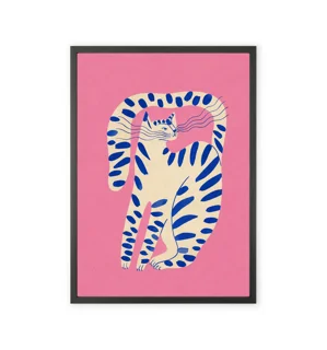 White striped cat design wall art
