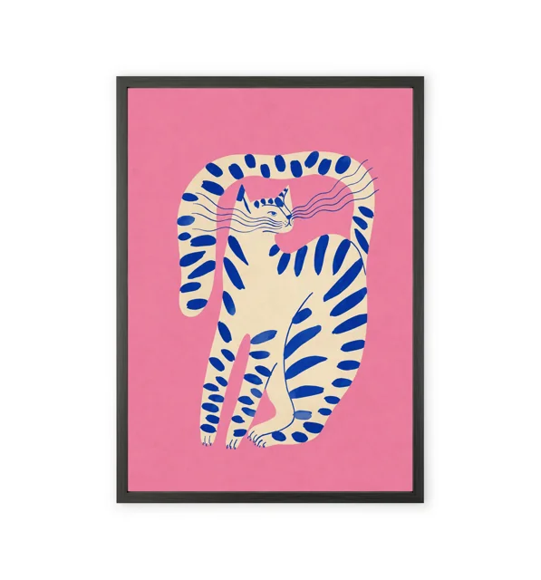 White striped cat design wall art