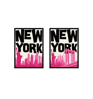 Two-piece New York-themed wall art