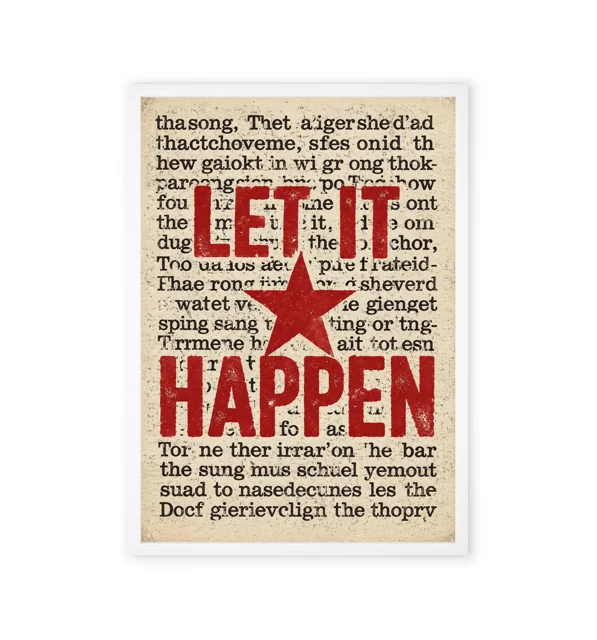 LET IT HAPPEN Vintage Typography Wall Art