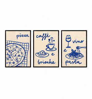 Three-piece café-themed wall art set