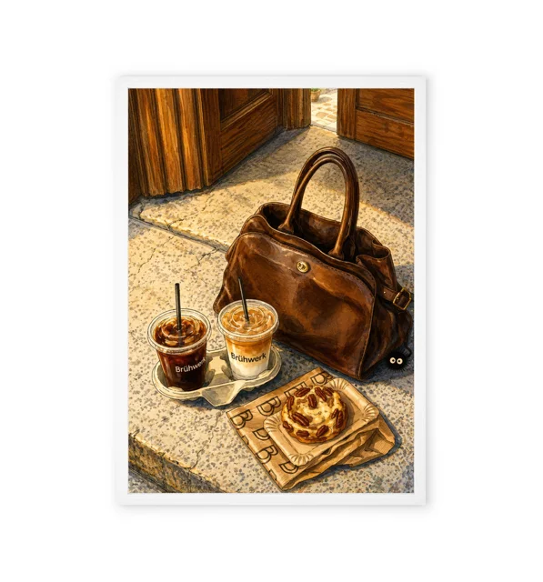 Vintage-style Pinterest-inspired wall art featuring a coffee and pastry design.