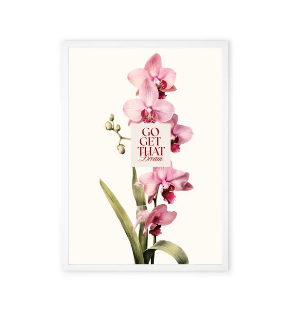 Pink Orchid Wall Art with Motivational Text
