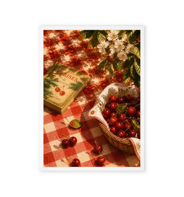 vintage Cherries & Picnic Pinterest Wall Art
