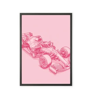 Pink Formula 1 Racing Car Wall Art