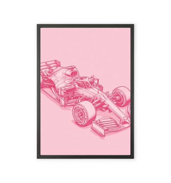 Pink Formula 1 Racing Car Wall Art