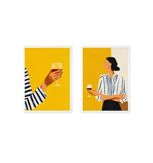 Two-piece minimalist wall art featuring a girl's design