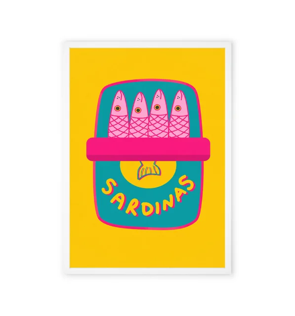 Pink and Turquoise Sardine Wall Art