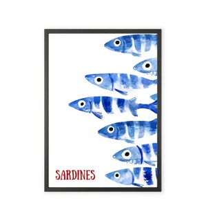 Watercolor-style sardine art print