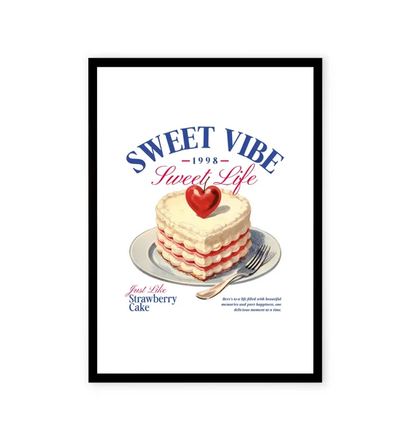 Strawberry cake design wall art