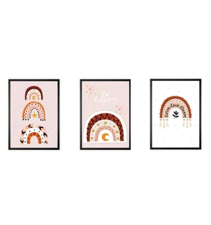 Three-piece rainbow boho-style wall art