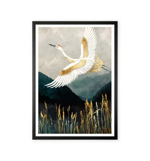 Flying Crane Wall Art