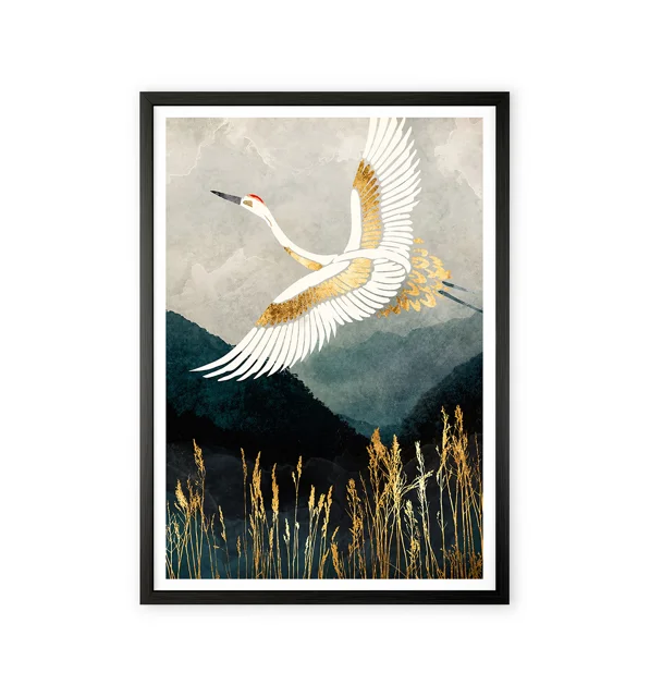 Flying Crane Wall Art