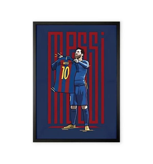 Lionel Messi No. 10 Barcelona Jersey Cartoon Wall Art